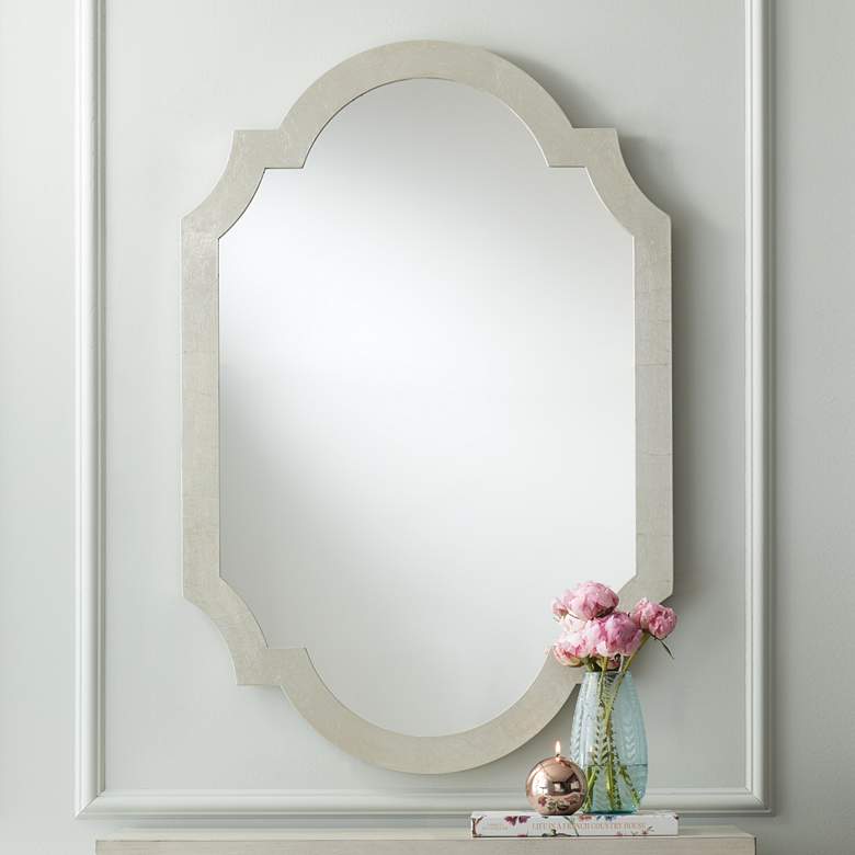Image 1 Gabrielle Shiny Silver Leaf 28" x 40" Arch Wall Mirror