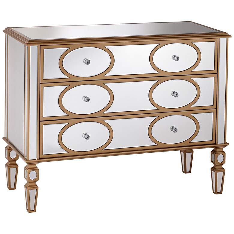 Image 1 Gaea 3-Drawer Gold and Mirror Accent Chest