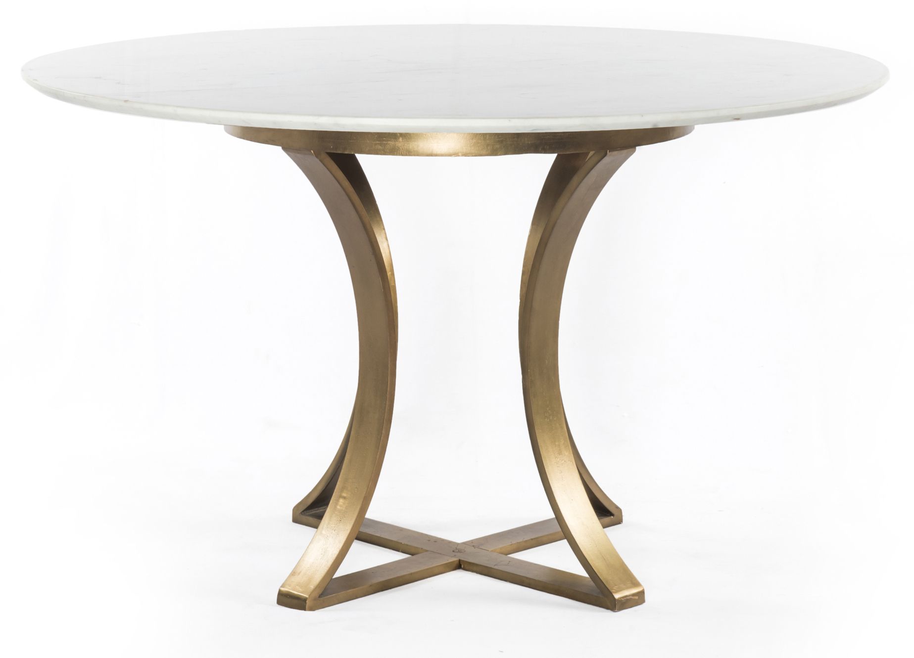 Gage 48" Wide Polished White Marble and Brass Dining Table - #89A52 ...
