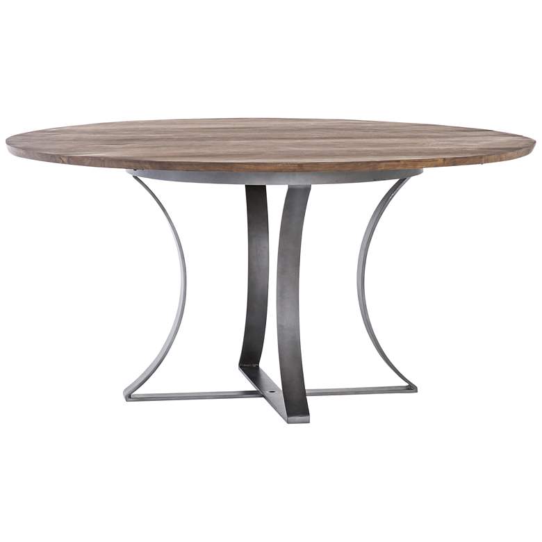 Image 1 Gage 60" Wide Tanner Brown Acacia and Gunmetal Dining Table