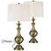 Gail Brass Metal Table Lamps with Power Outlet Set of 2