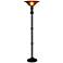 Gainesburgh Bronze and Amber Glass Torchiere Floor Lamp