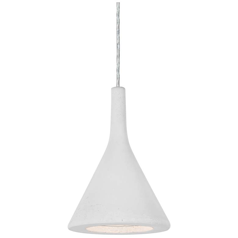 Image 1 Gala 6 3/4"W Satin Nickel w/ White Cement LED Mini Pendant