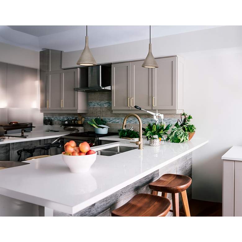 Image 2 Gala 6 3/4"W Satin Nickel w/ White Cement LED Mini Pendant more views