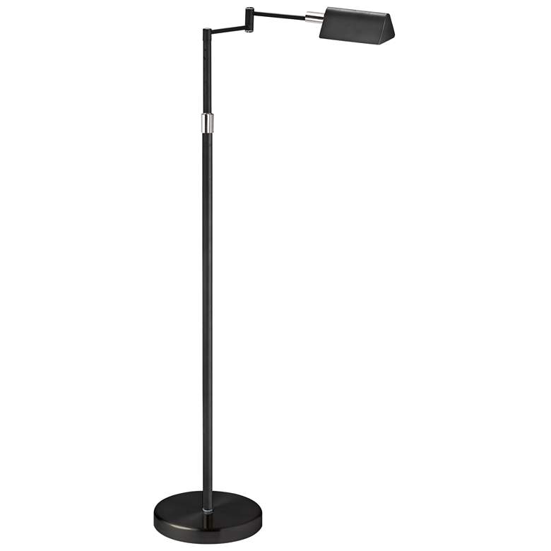 Image 1 Gala Adjustable Height LED Black Metal Swing Arm Floor Lamp