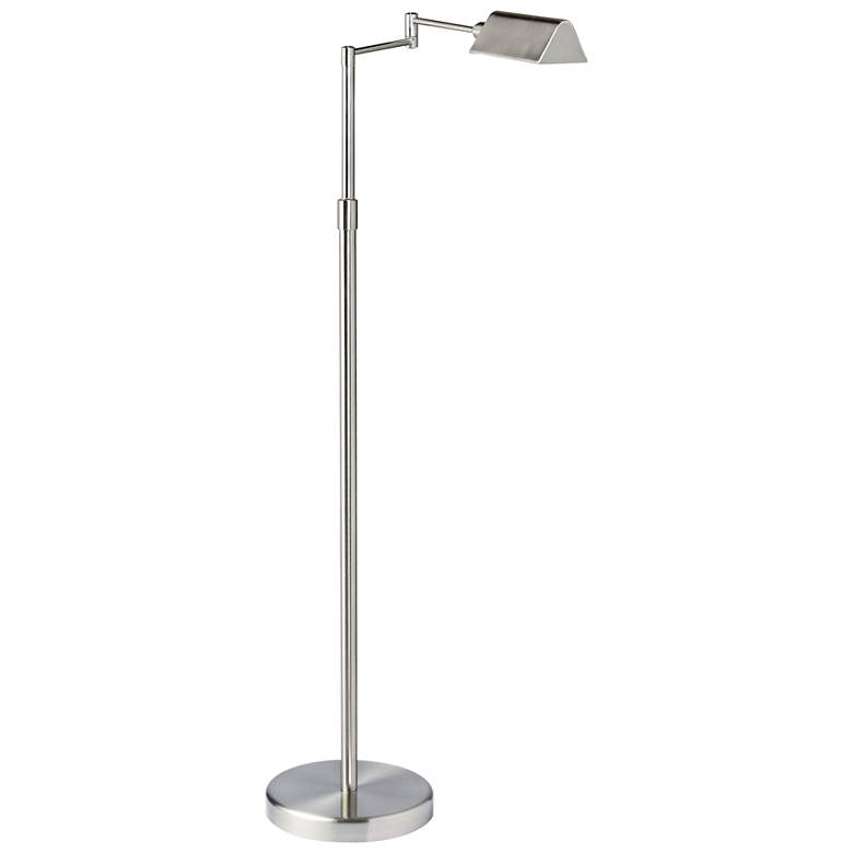 Image 2 Gala Adjustable Height Satin Nickel Metal LED Swing Arm Floor Lamp