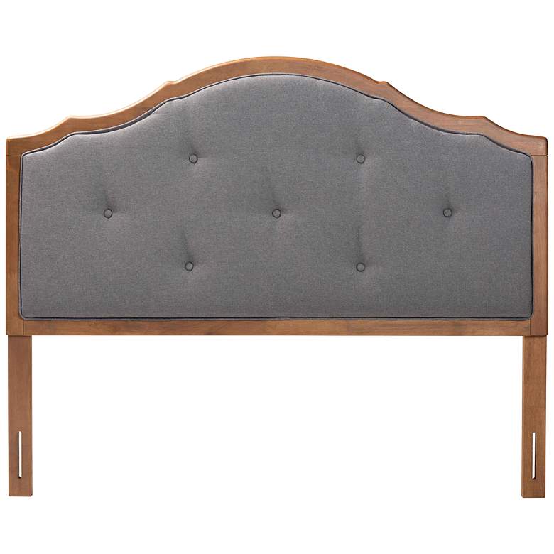 Image 6 Gala Dark Gray Fabric Tufted Arched Queen Size Headboard more views