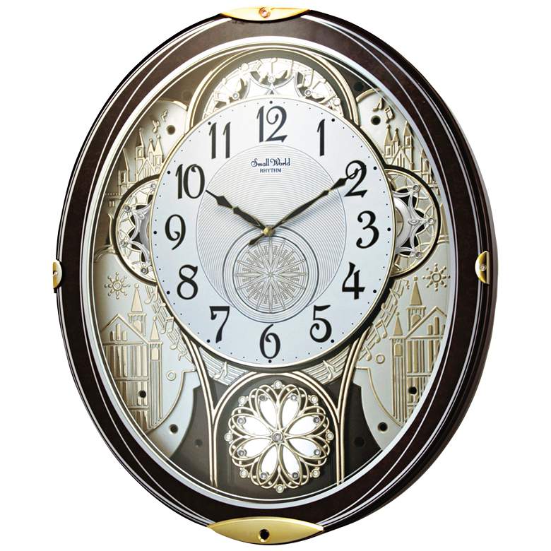 Image 1 Gala Wood 18 1/4 inch High Motion Wall Clock with Chimes