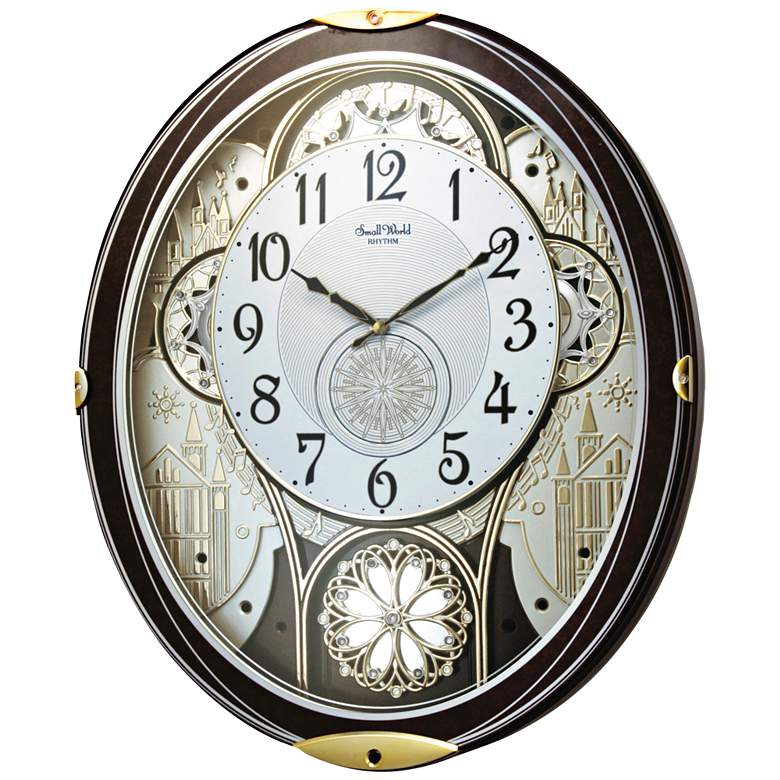 Image 1 Gala Wood 18 1/4" High Motion Wall Clock with Chimes