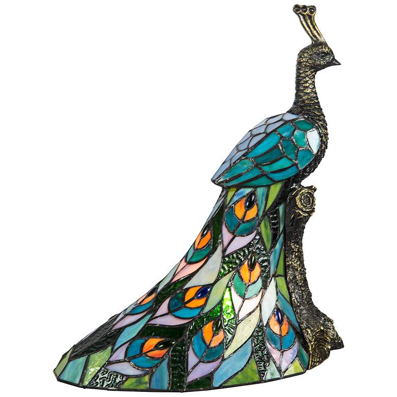 Image 2 Galana Turquoise Peacock 15 1/2"H Bronze Accent Table Lamp