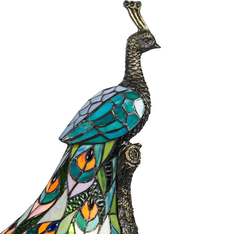 Image 3 Galana Turquoise Peacock 15 1/2"H Bronze Accent Table Lamp more views