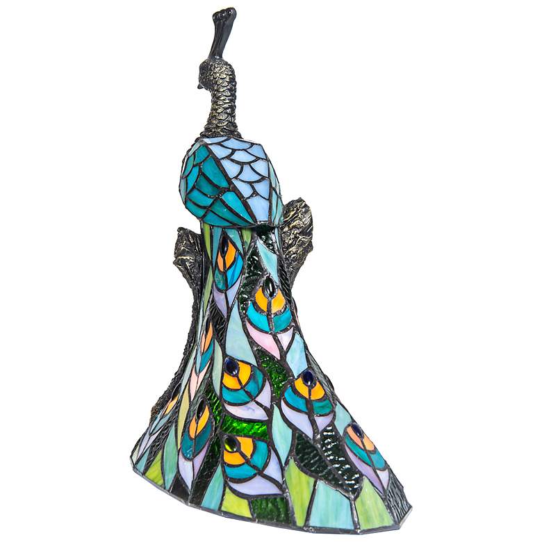 Image 4 Galana Turquoise Peacock 15 1/2"H Bronze Accent Table Lamp more views