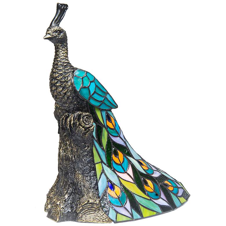 Image 5 Galana Turquoise Peacock 15 1/2"H Bronze Accent Table Lamp more views