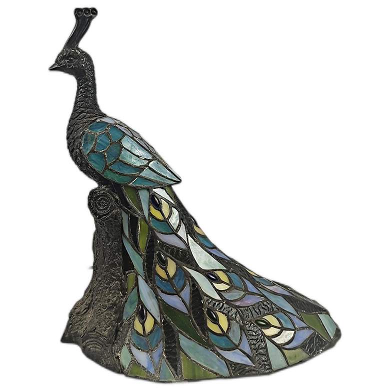Image 6 Galana Turquoise Peacock 15 1/2"H Bronze Accent Table Lamp more views