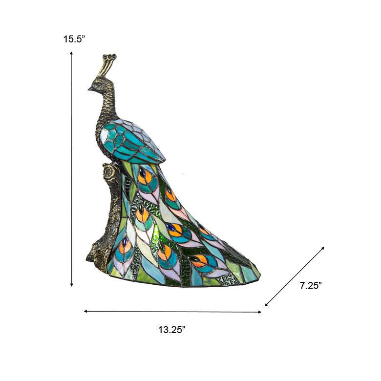 Image 7 Galana Turquoise Peacock 15 1/2"H Bronze Accent Table Lamp more views