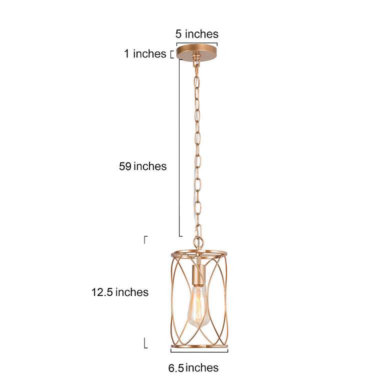 Image 5 Galateia 6 1/2" Wide Satin Gold Mini Pendant more views