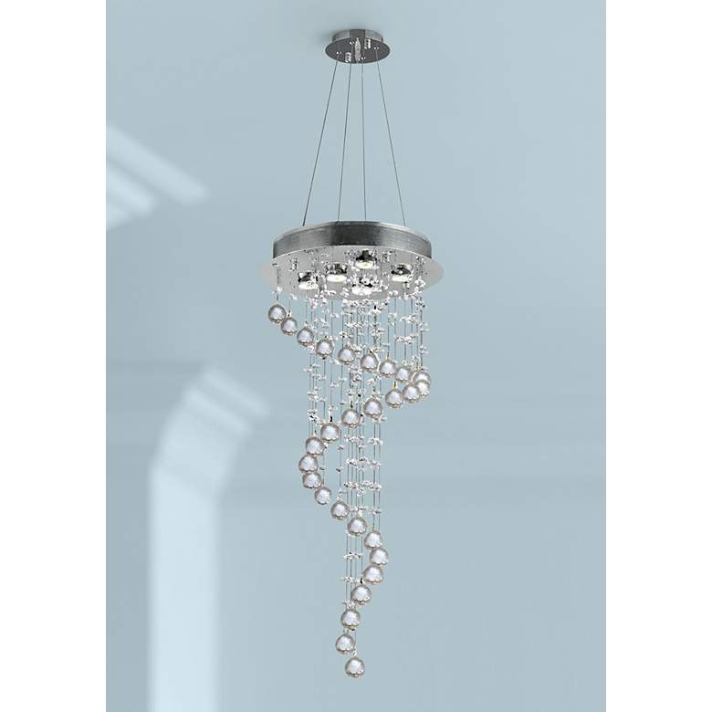 Image 1 Galaxy 16 inch Wide Chrome and Crystal Large 5-Light Chandelier