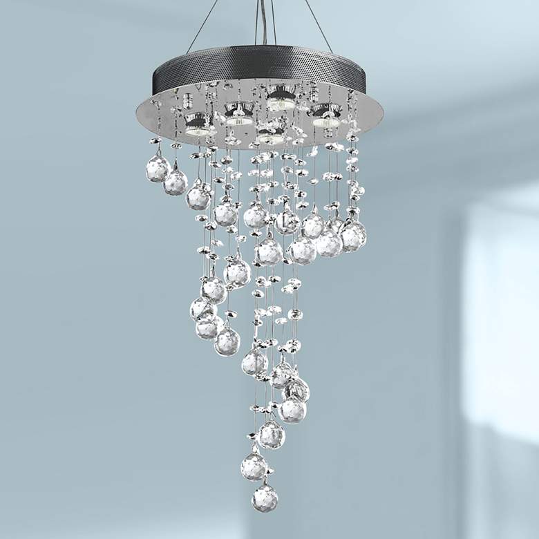 Image 1 Galaxy 16 inch Wide Chrome and Crystal Small 5-Light Chandelier