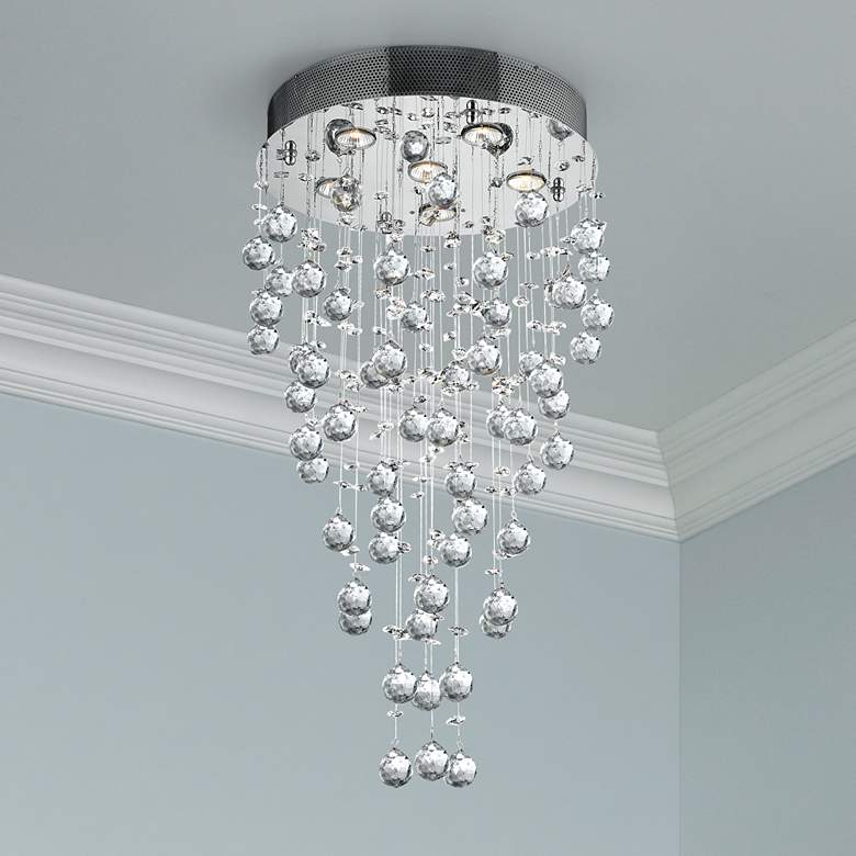 Image 1 Galaxy 18" Wide Chrome and Crystal 6-Light Chandelier