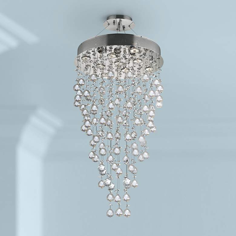 Image 1 Galaxy 20" Wide Chrome and Crystal 9-Light Chandelier