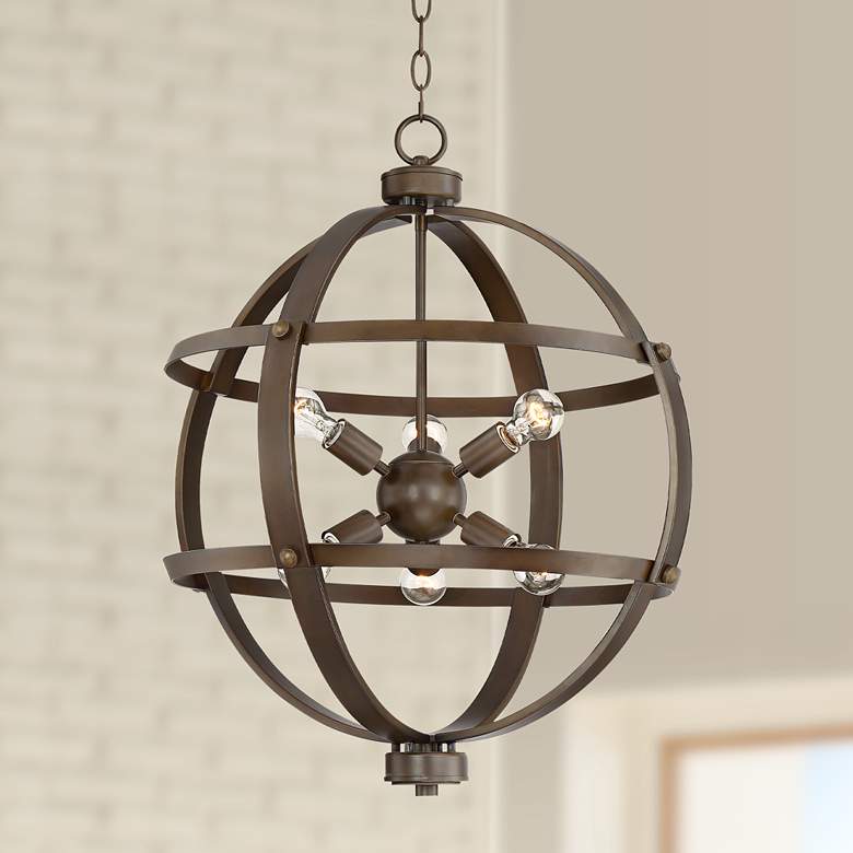 Image 1 Galaxy 25 inch Wide Oil-Rubbed Bronze 6-Light Orb Pendant