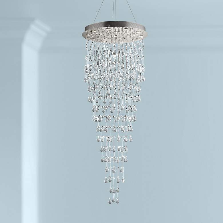 Image 1 Galaxy 30 inch Wide Chrome and Crystal 16-Light Chandelier
