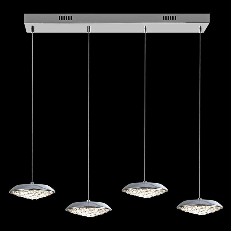 Image 1 Galaxy 32" Wide Silver LED Crystal Multi Light Pendant