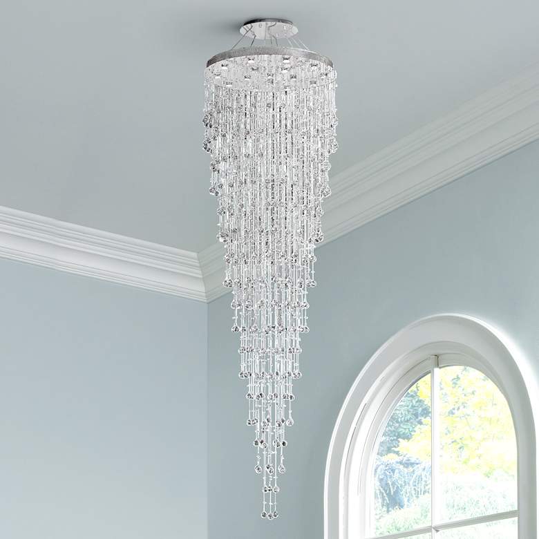 Image 1 Galaxy 36 inch Wide Chrome and Crystal 16-Light Chandelier