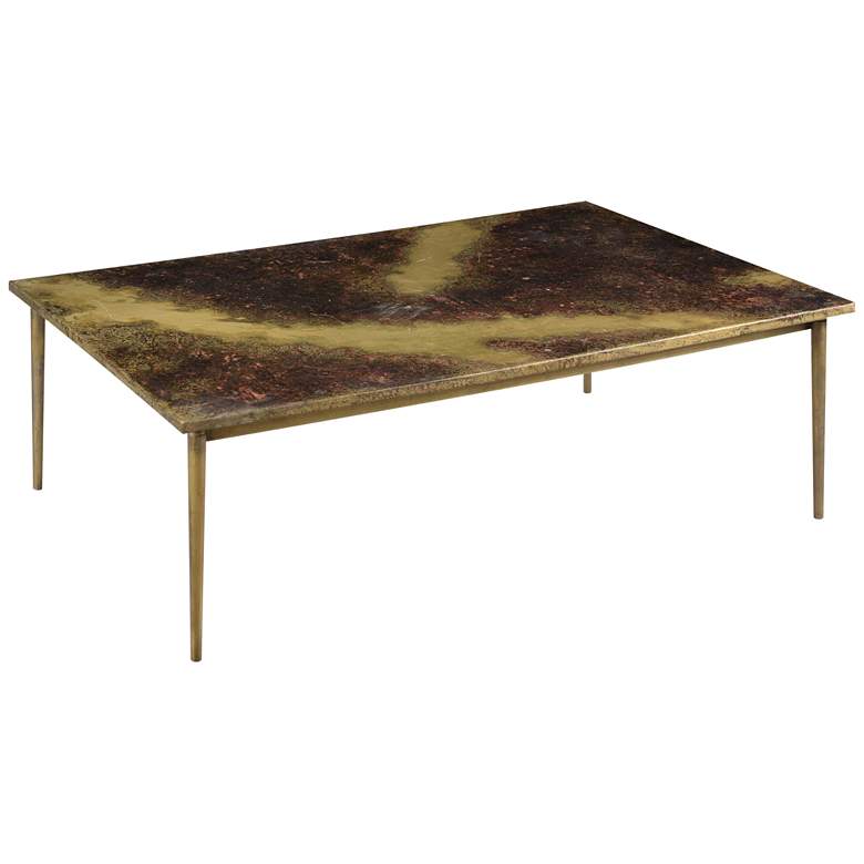 Galaxy 46 1/2&quot; Wide Antique Brass Iron Cocktail Table