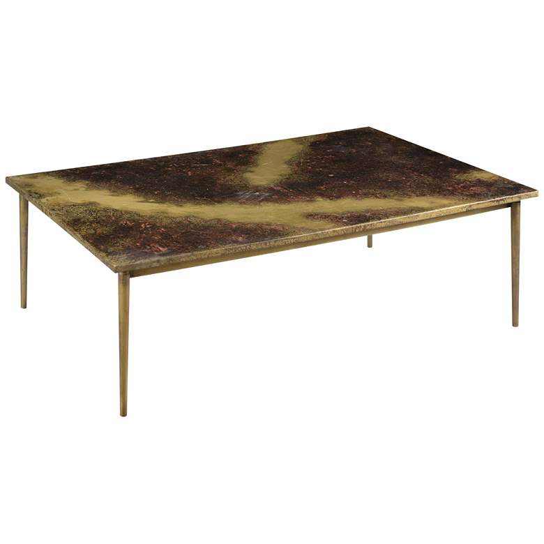 Image 1 Galaxy 46 1/2" Wide Antique Brass Iron Cocktail Table