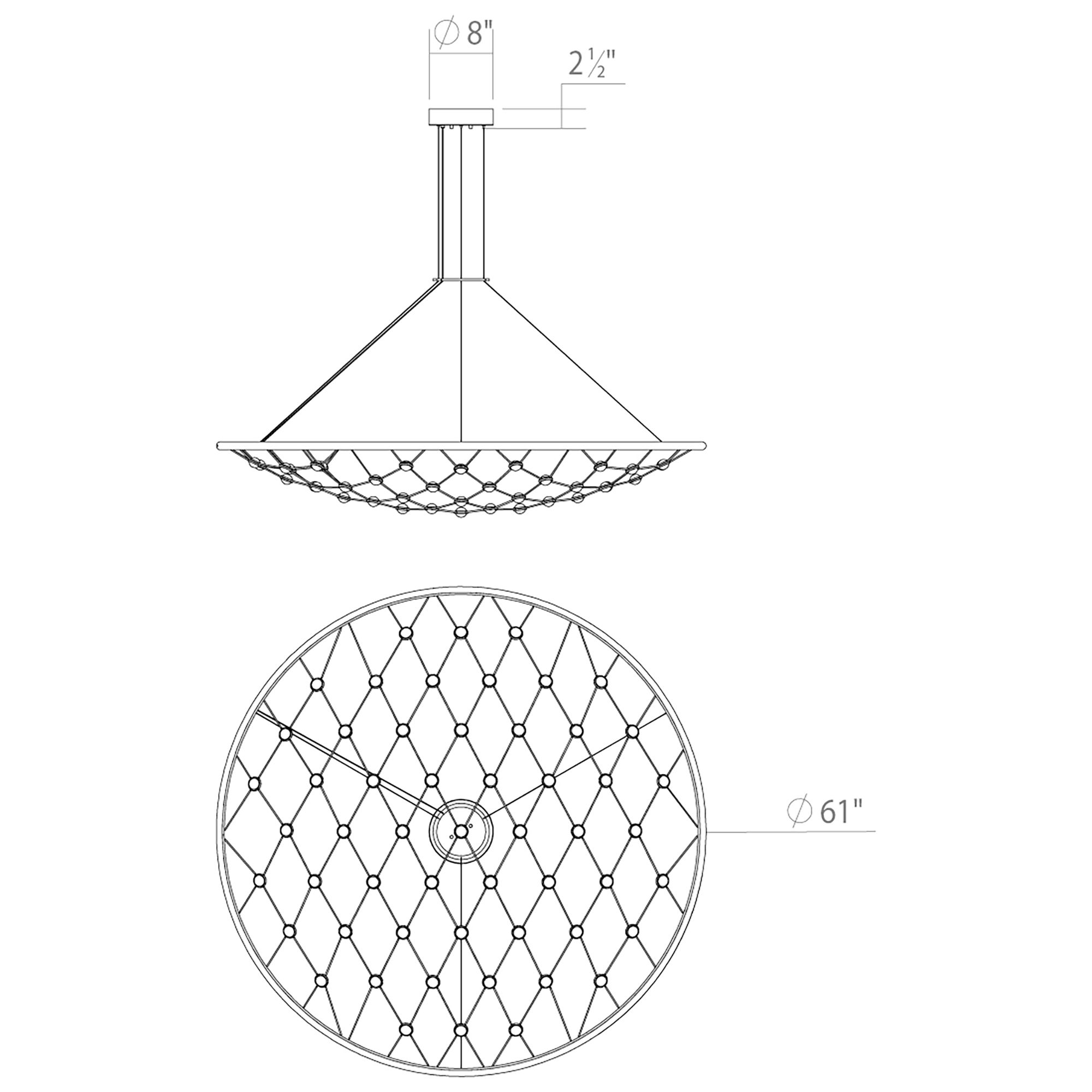 Galaxy Matrix 60" Round LED Pendant w/ 20' Cord/Cable - Satin Alum