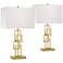 Gale Golden Grid Open Base Table Lamps Set of 2