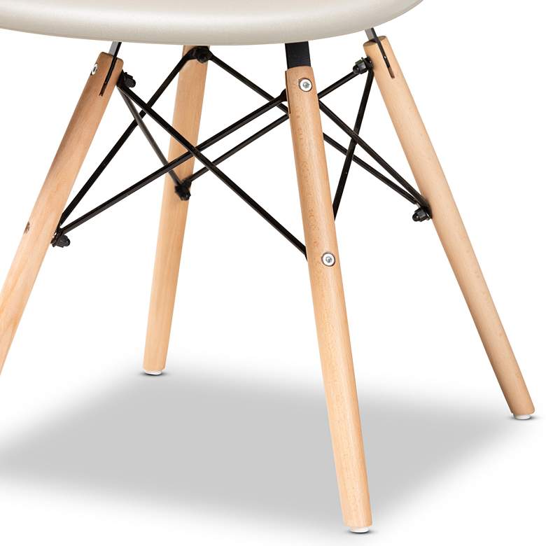Image 4 Galen Beige Plastic Oak Brown Wood Dining Chairs Set of 4 more views