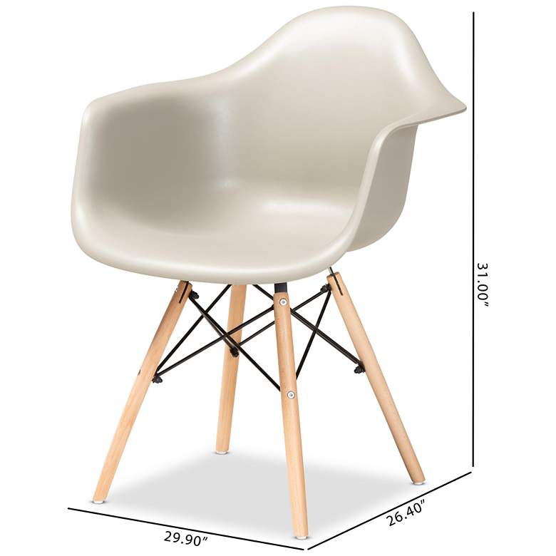 Image 6 Galen Beige Plastic Oak Brown Wood Dining Chairs Set of 4 more views