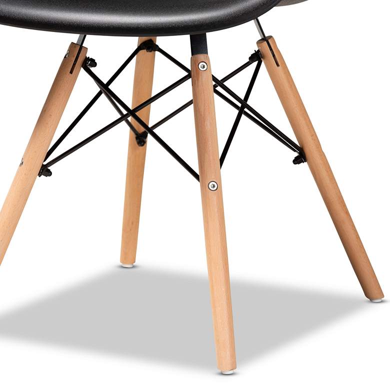 Image 4 Galen Black Plastic Oak Brown Wood Dining Chairs Set of 4 more views