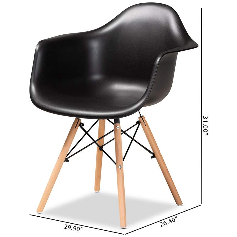 Image 6 Galen Black Plastic Oak Brown Wood Dining Chairs Set of 4 more views