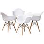 Galen White Plastic Oak Brown Wood Dining Chairs Set of 4 in scene
