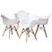 Galen White Plastic Oak Brown Wood Dining Chairs Set of 4