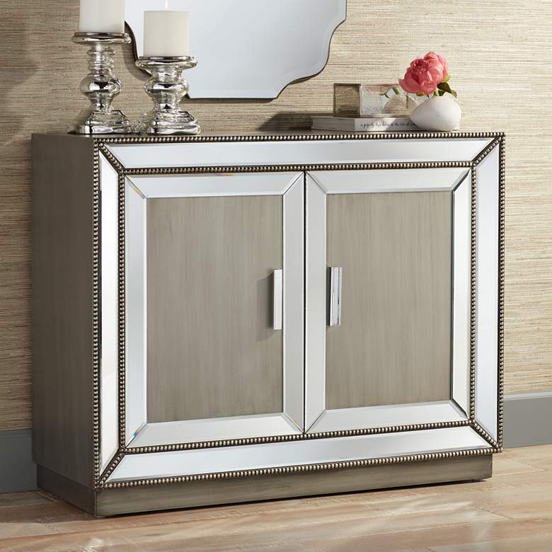 Image 1 Galena 2-Door Mirrored Accent Cabinet
