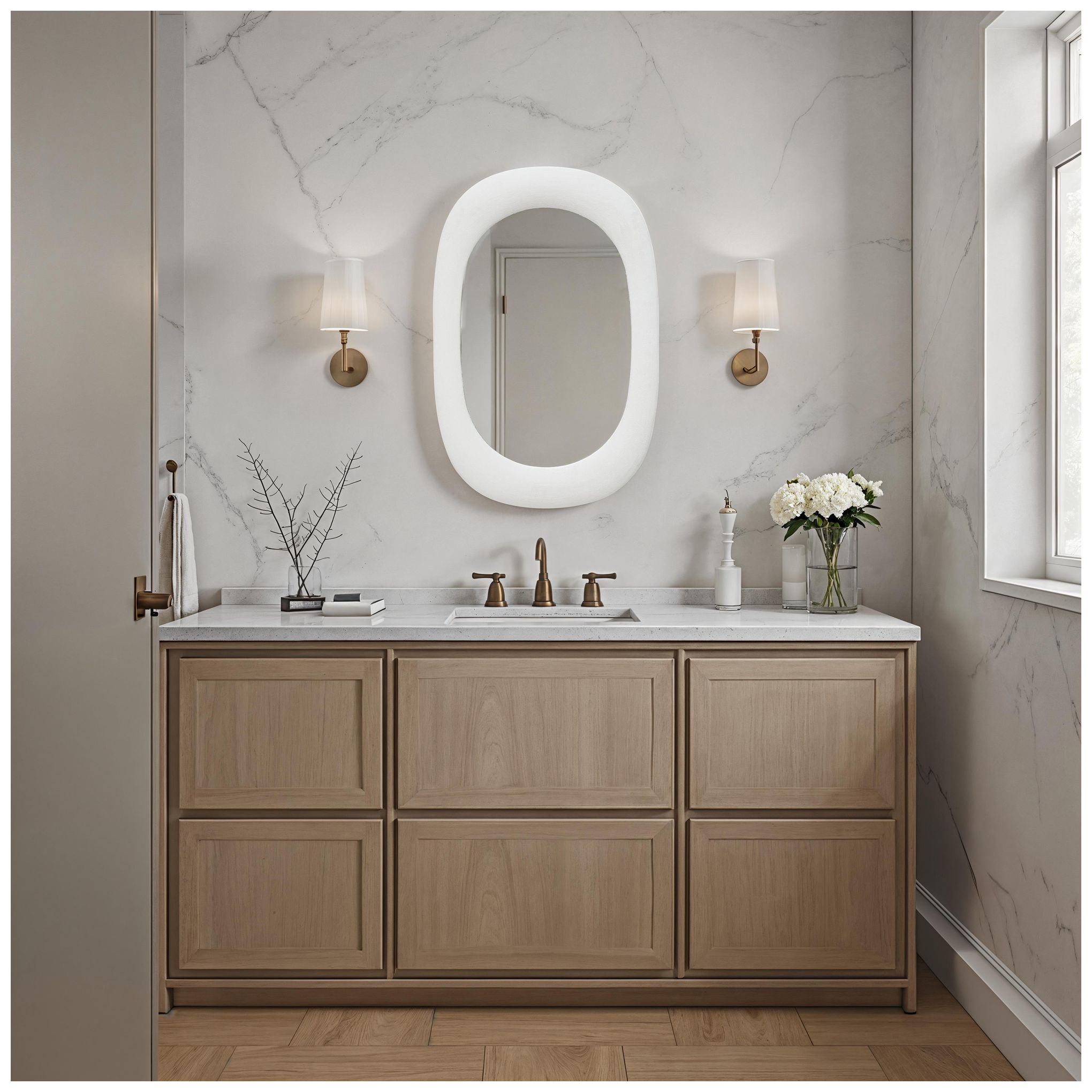 Image 2 Galera 45" H x 30" W Wall Mirror, White Stucco more views