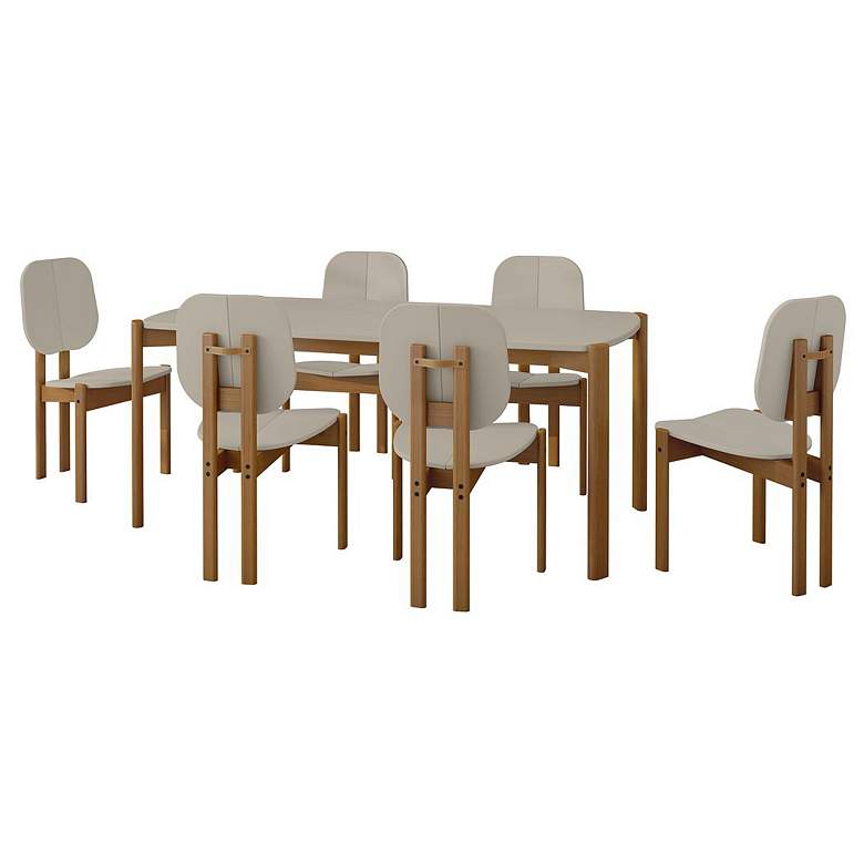 Image 1 Gales 70.87 Dining Table in Greige - Set of 7