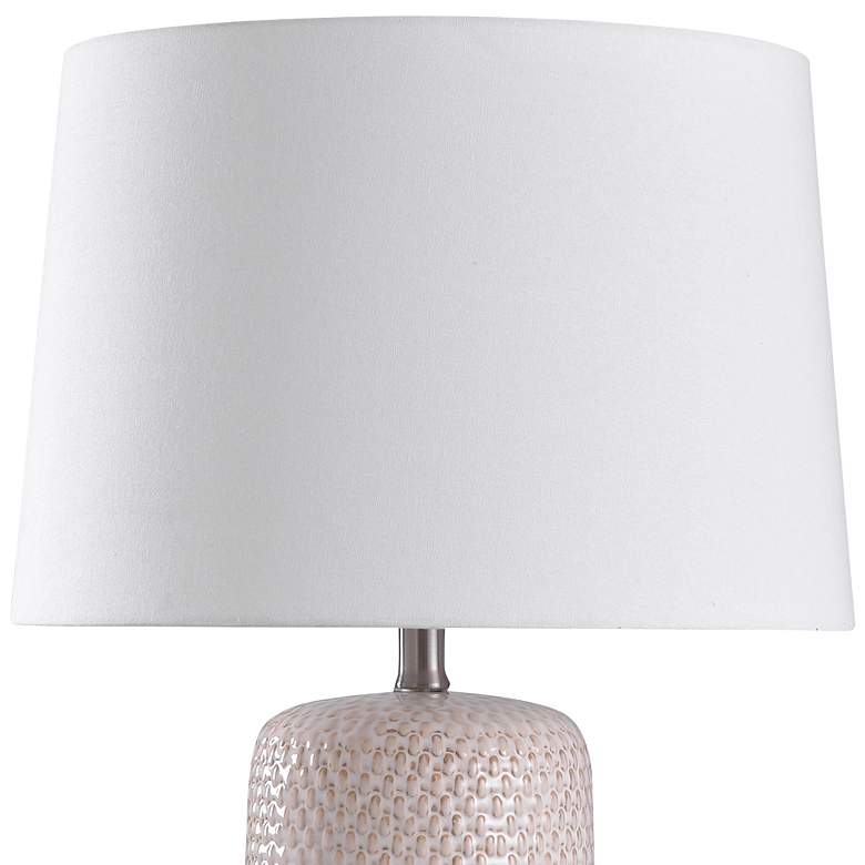 Image 2 Galey Beige Woven Wicker Textured Ceramic Table Lamp more views