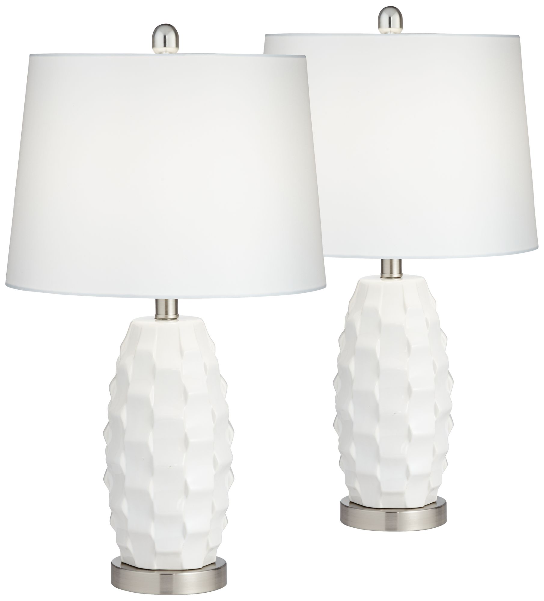 Image 2 Galicia 24 1/2" Ceramic LED Scalloped Lamps with Dimmers Set of 2