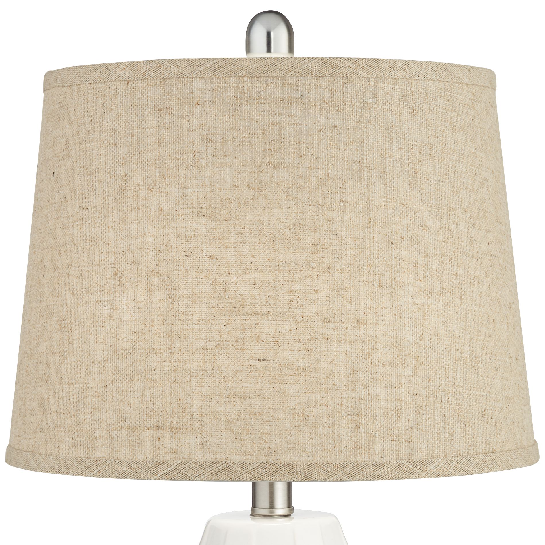 Image 2 Galicia 24 1/2"H Scalloped Ceramic White and Burlap LED Lamps Set of 2 more views