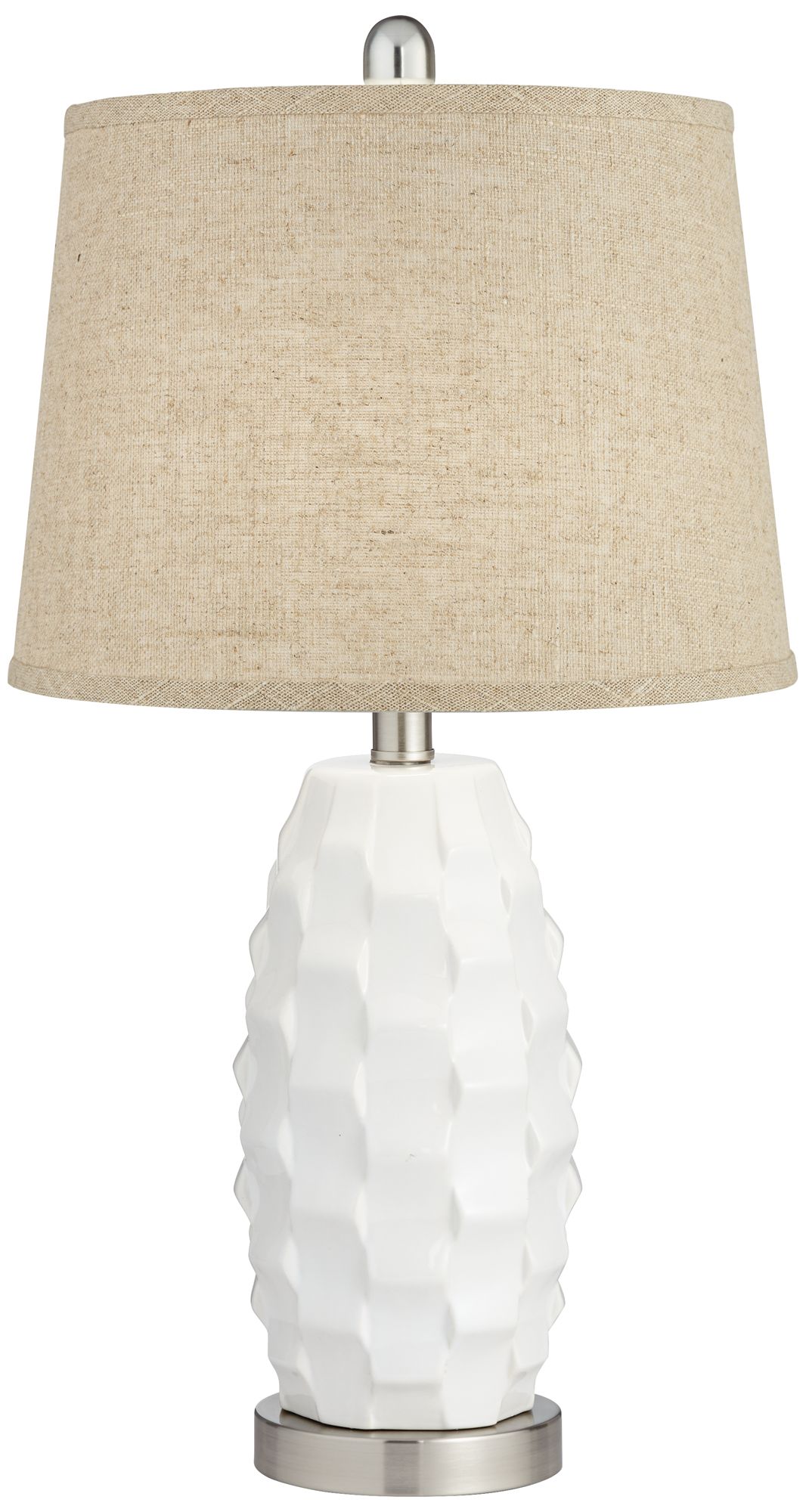 Image 5 Galicia 24 1/2"H Scalloped Ceramic White and Burlap LED Lamps Set of 2 more views