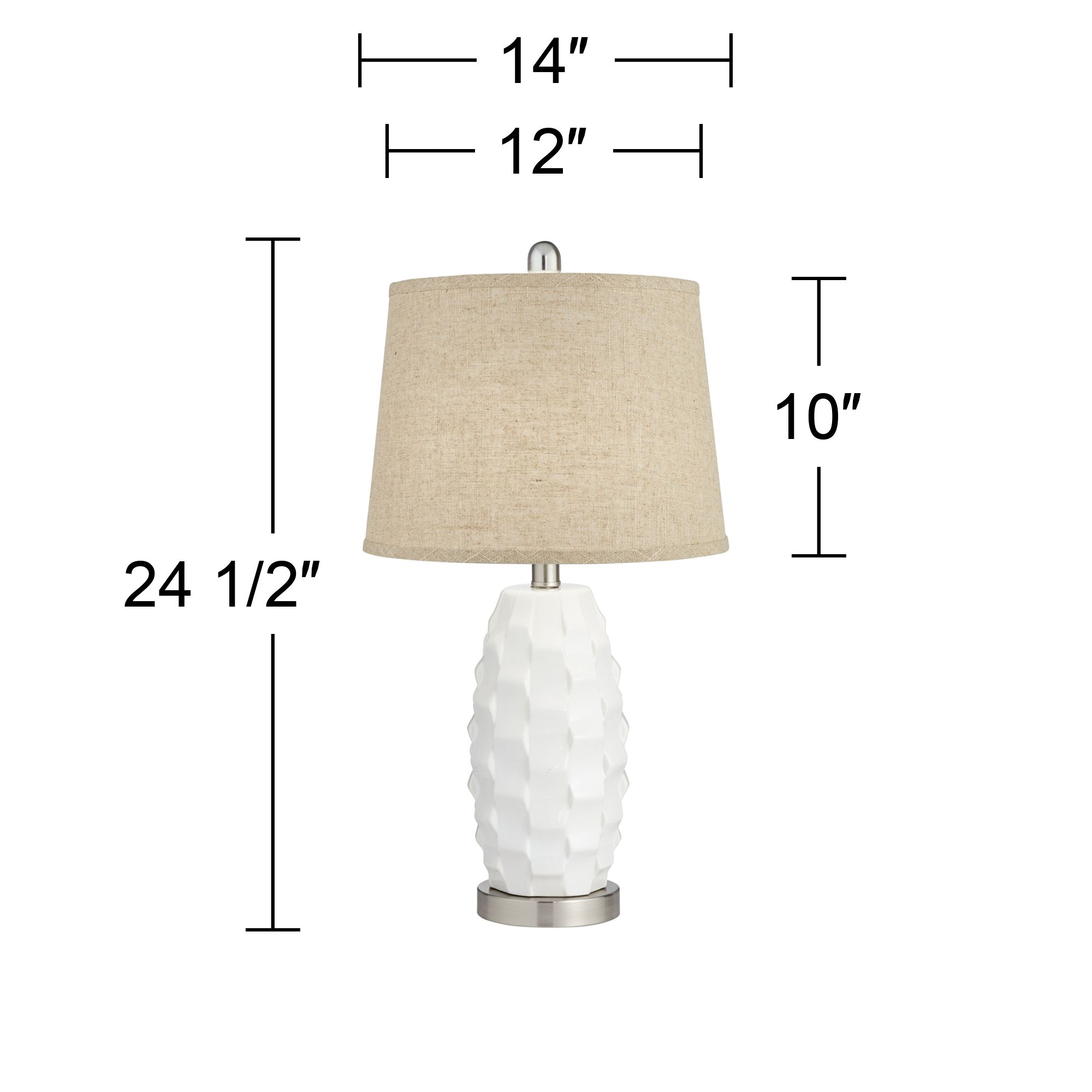 Image 6 Galicia 24 1/2"H Scalloped Ceramic White and Burlap LED Lamps Set of 2 more views