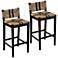 Gallacano 29 1/2" Black Natural Seagrass Bar Stools Set of 2