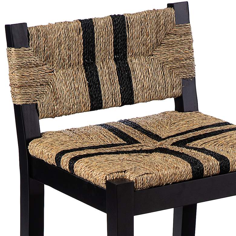 Image 3 Gallacano 29 1/2" Black Natural Seagrass Bar Stools Set of 2 more views