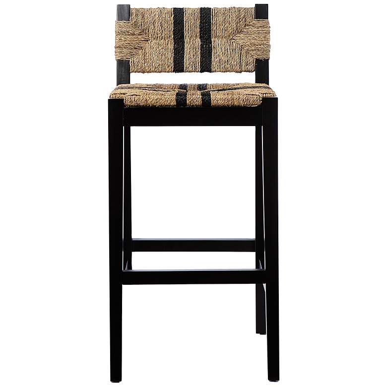 Image 5 Gallacano 29 1/2" Black Natural Seagrass Bar Stools Set of 2 more views