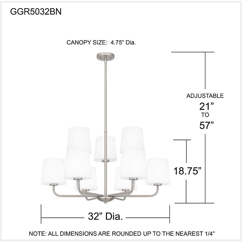 Image 7 Gallagher 9-Light Brushed Nickel Chandelier more views